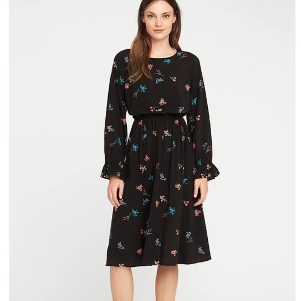 Old Navy Womens Floral Ruffle-Sleeve Dress XS
